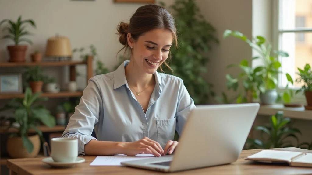 Confident accountant creating blog content – content marketing for accountants