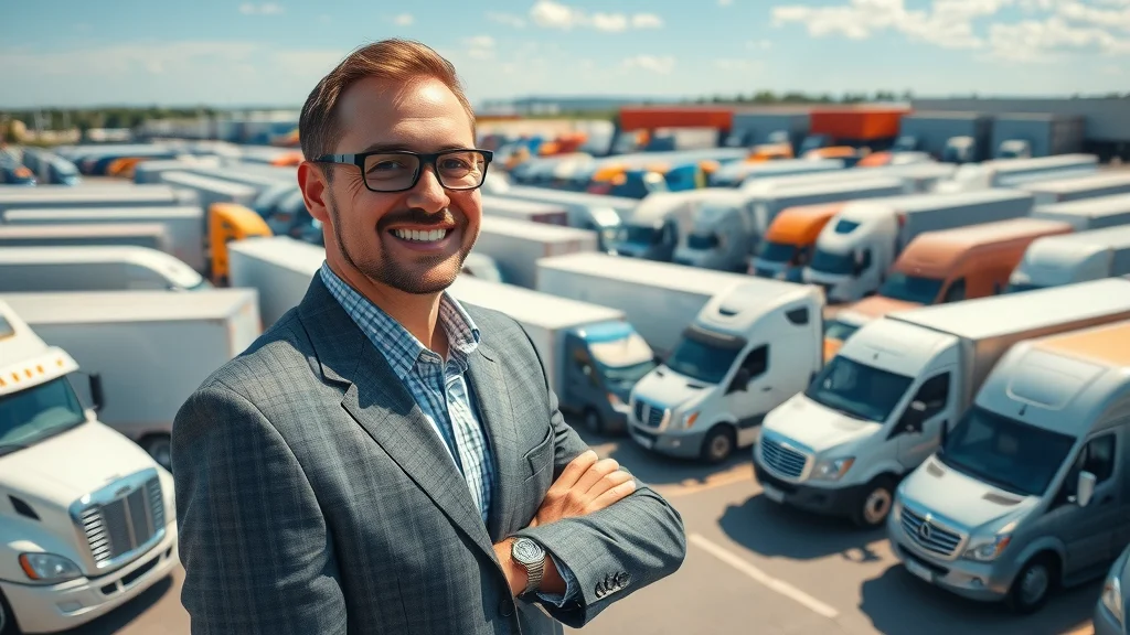 Fleet manager overseeing a growing business fleet, with software modules and vehicles visualized for scalable fleet management software