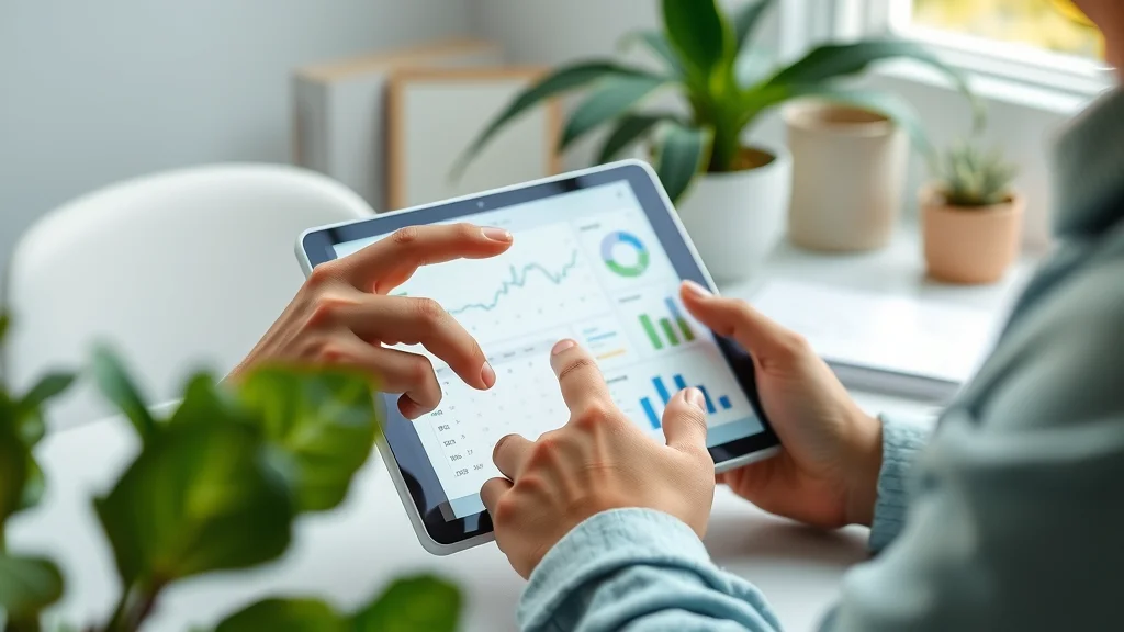 Professional interacting with AI-powered tablet displaying automated analytics and calendar for professional services.