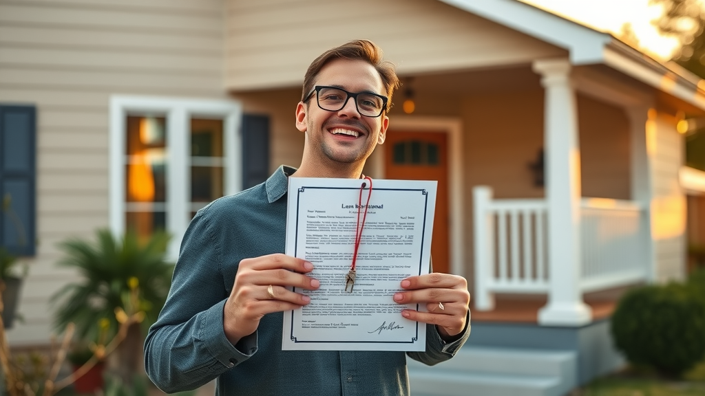 Happy real estate investor holding property keys, representing success from using hard money real estate lenders Happy real estate investor holding property keys, representing success from using hard money real estate lenders