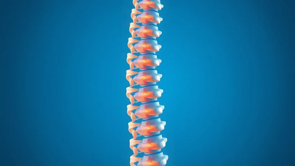 spinal nerve chart with highlighted nerves and vertebral anatomy in blue tones