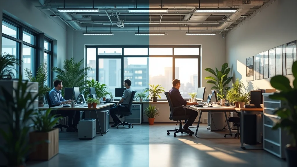 Side-by-side comparison of disorganized and streamlined remodeling office environments, illustrating the difference between business bleeding cash and healthy cash flow