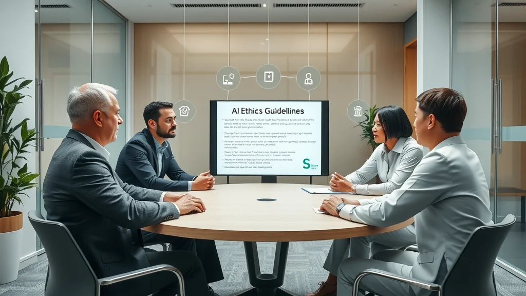 Professional services team discussing AI ethics and compliance standards in a consultation room
