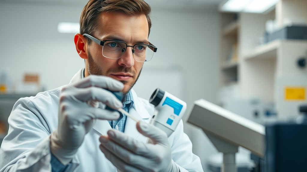 Scientist conducting radon detection test in a lab