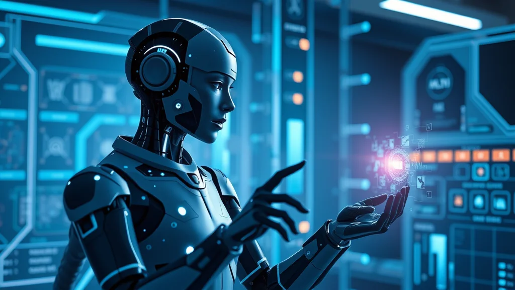 Futuristic digital AI agent interacting with virtual data streams — next-generation agentic AI for professional services