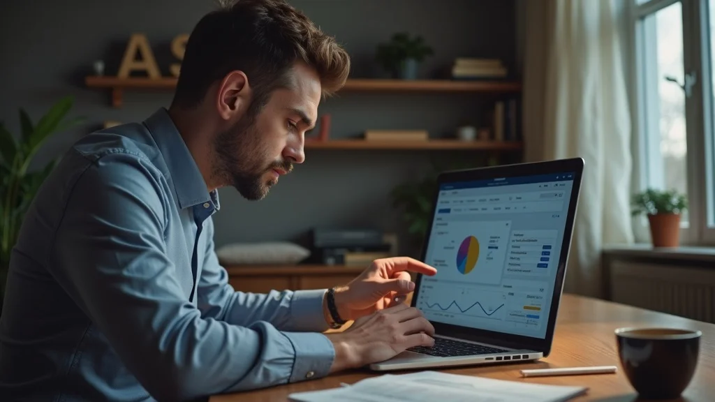 professional painter analyzing CRM data for customer reactivation campaign on laptop