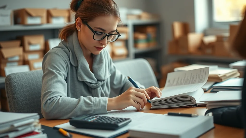 Accurate bookkeeper recording transactions for small business accounting and financial reports