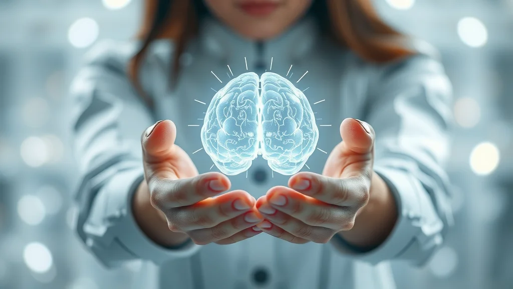 Futuristic concept: Human hands holding glowing AI brain – ethical AI governance in artificial intelligence – photorealistic