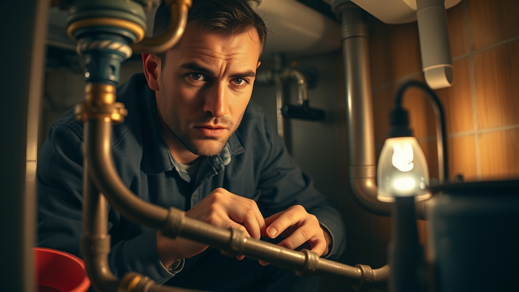 plumbing in orlando florida - plumber responding to an emergency call under night lighting.