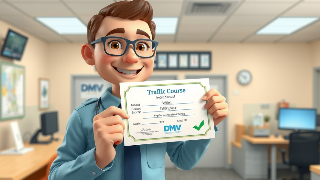 Traffic school instructor validating online Florida course certificate in DMV office