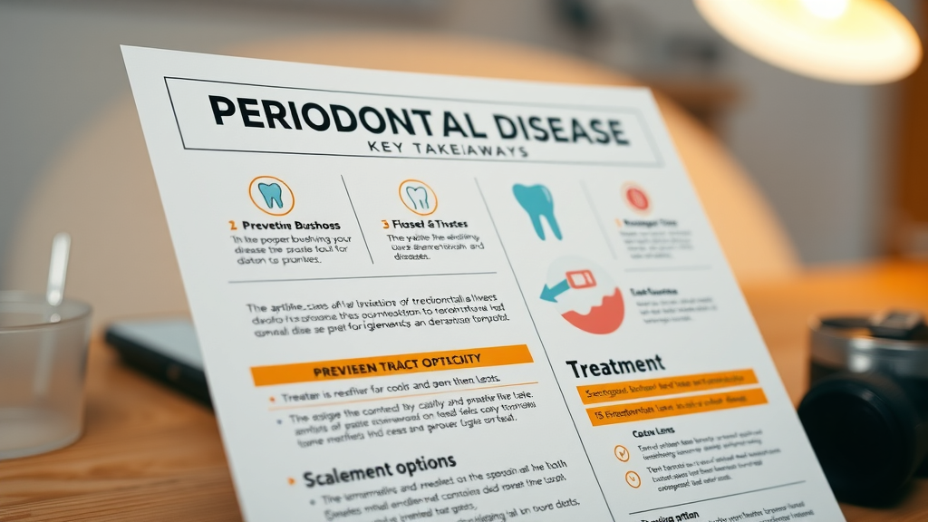 an infographic summarizing the key takeaways about periodontal disease, highlighting prevention and treatment options.