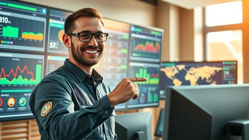 Intuitive dispatch software dashboard with logistics coordinator engaging with digital load board interface in modern sunlit office