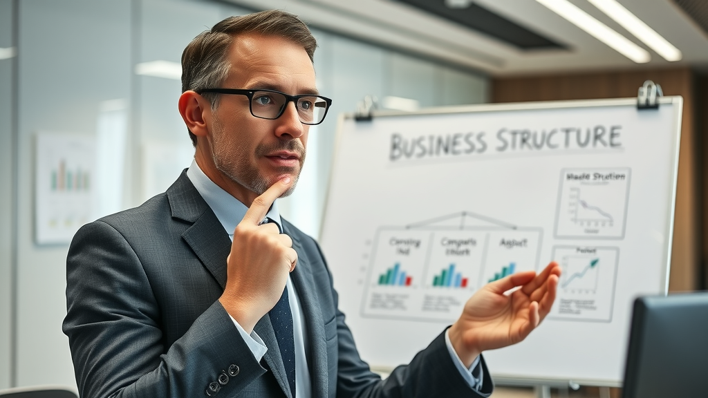 Professional tax advisor explaining business structure concepts and tax-efficient strategies