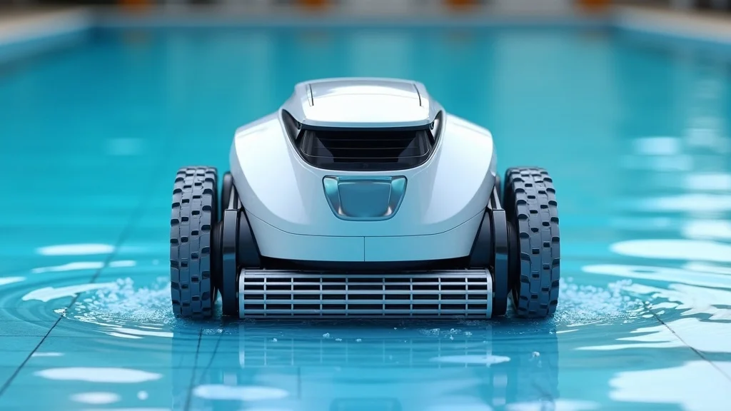 robotic pool cleaner ready to clean modern swimming pool edge in Miami