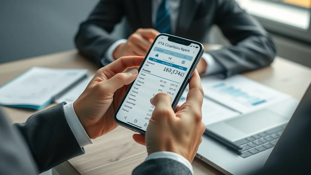 Accountant verifying IFTA reporting and compliance on mobile management software app for trucking companies