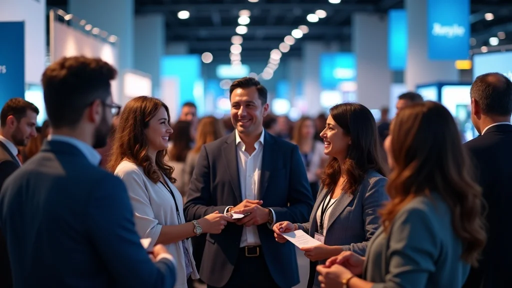 Professionals exchanging business cards and joining a CPA firm's email list at a networking event