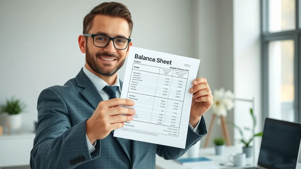 Small business owner presenting clean business balance sheet for small business accounting and tax preparation