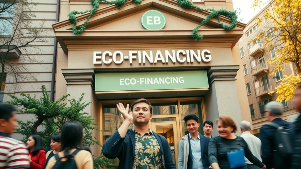 Eco-friendly bank facade in Michigan showing green initiatives