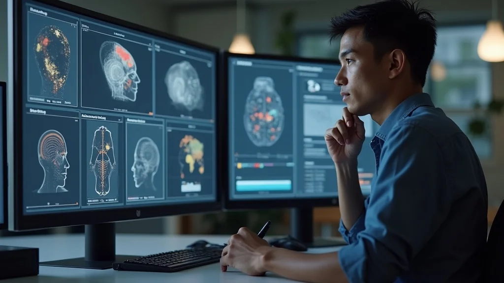 Analyst and AI system collaborating on understanding complex human behavioral data for enhanced AI interaction