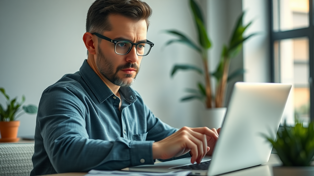 Confident real estate investor filling out a fast online application for a hard money loan Confident real estate investor filling out a fast online application for a hard money loan