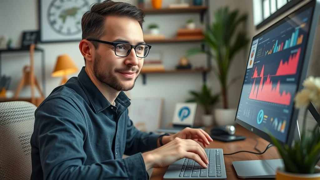 Marketer using AI marketing tools for content creation, digital branding on computer