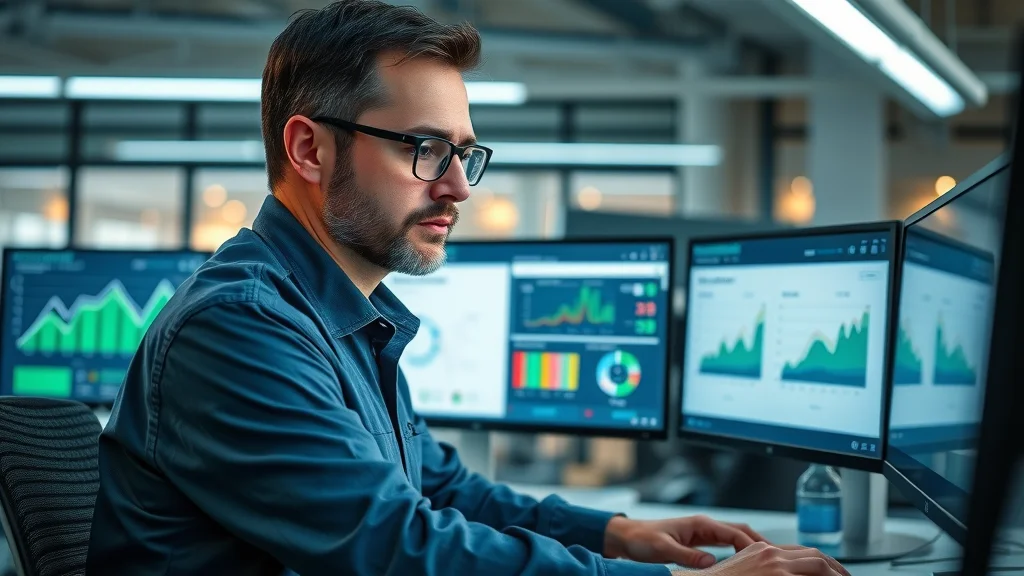 Fleet manager analyzing fuel management dashboard on fleet management software, showing fuel consumption charts