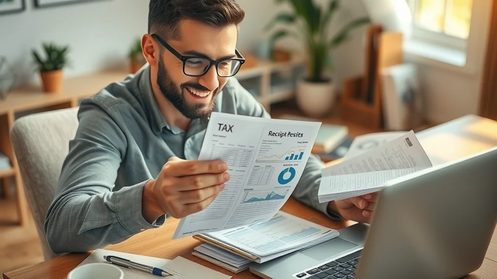 Business owner categorizing receipts for top tax deduction categories