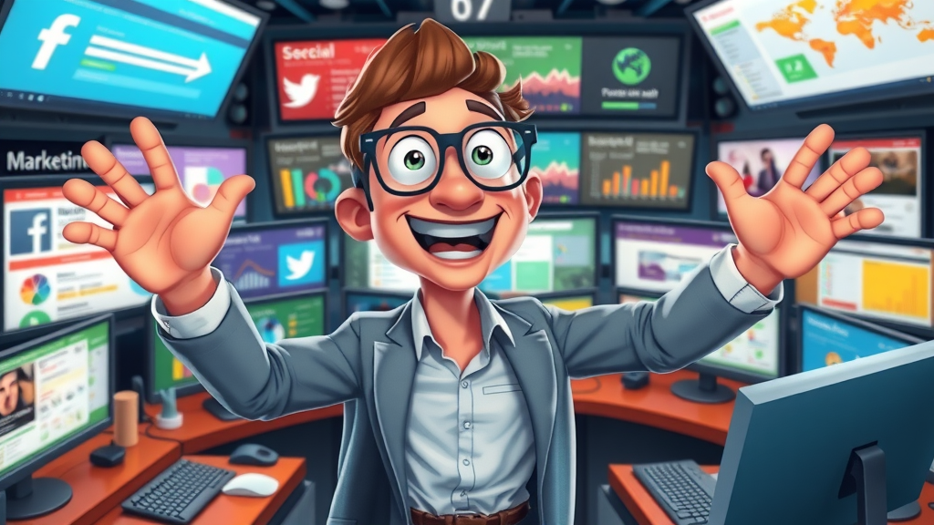 Digital marketer orchestrating multiple marketing channels for online marketing and digital marketing success