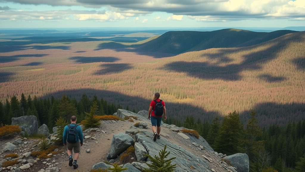 Adventurous Upper Peninsula journey exploring rugged landscapes with hikers trekking