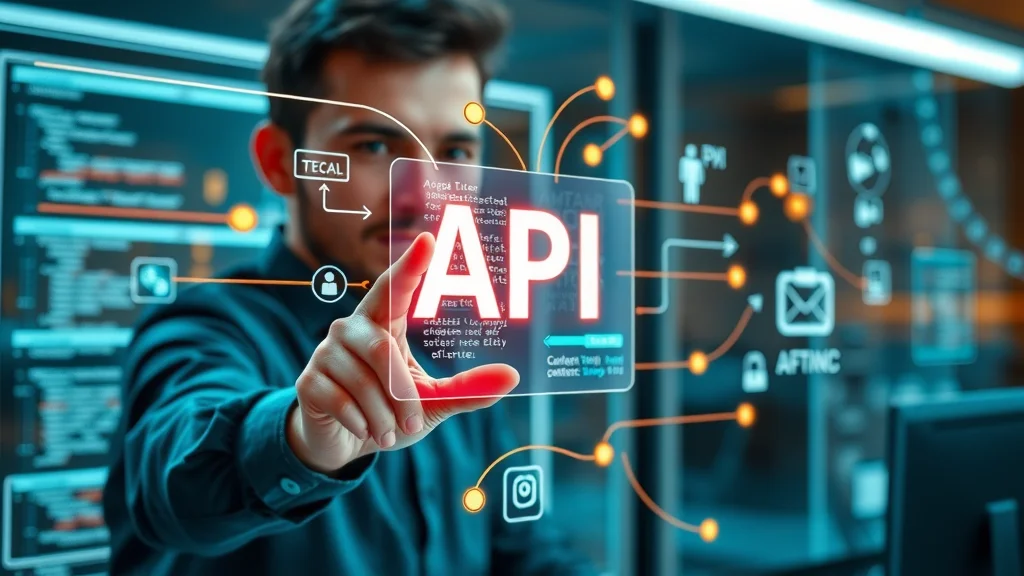 API integration visualization with software developer explaining digital connections between dispatch software for trucking and business apps