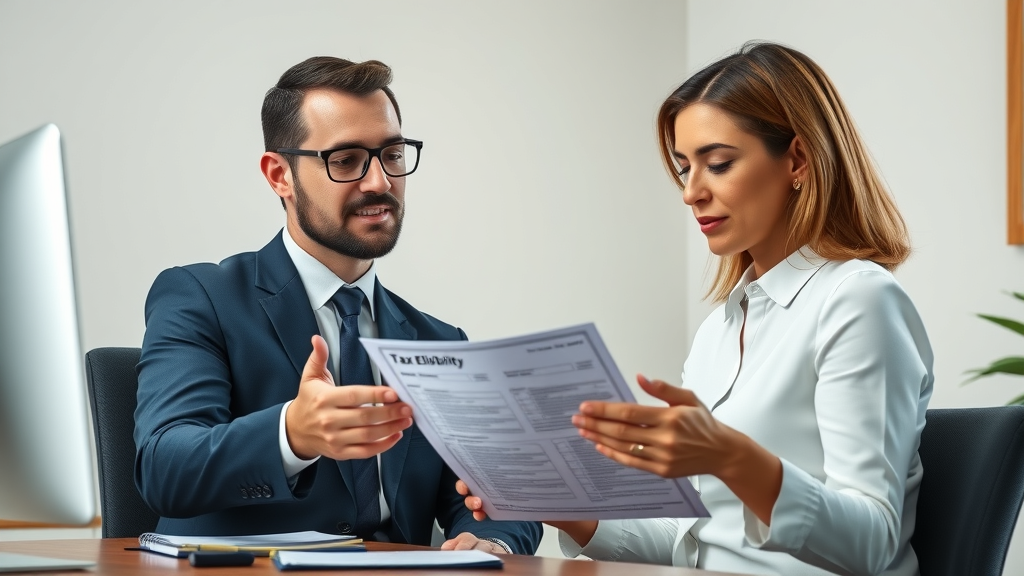 qualified tax professional reviewing eligibility checklist client simple office