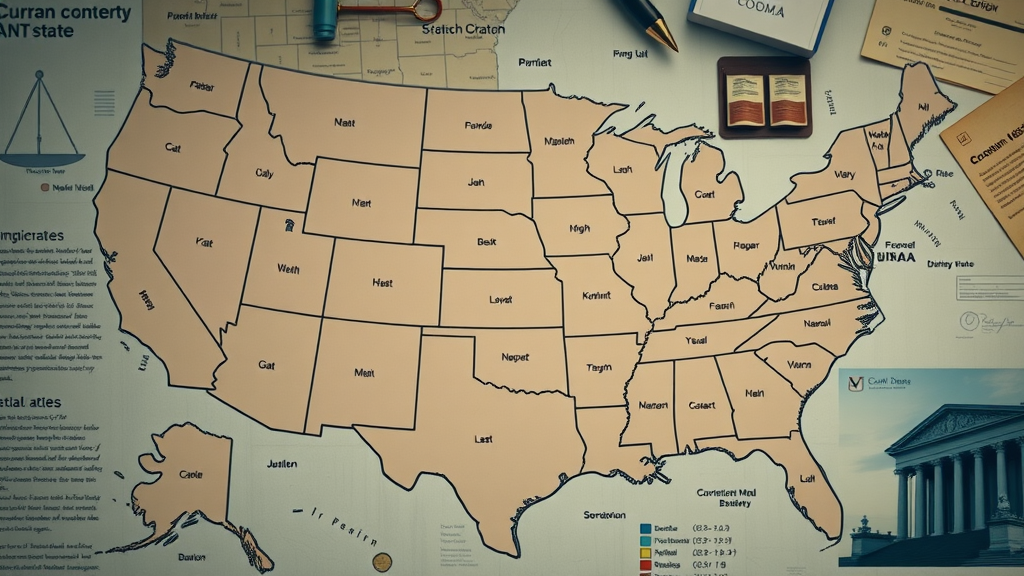 Map of USA, highlighting states with merchant cash advance regulations, ensuring legal compliance for business owners