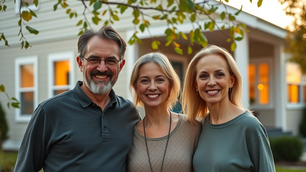 satisfied st. paul homeowners modern painted home background smiling faces residential painting st. paul
