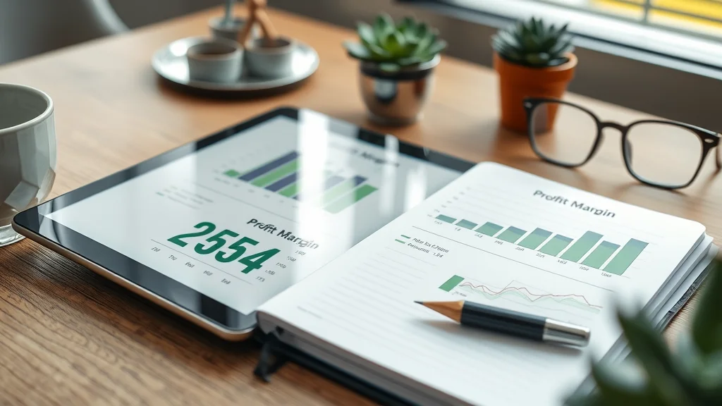 Digital tablet showing profit analysis from income statement and cash flow report