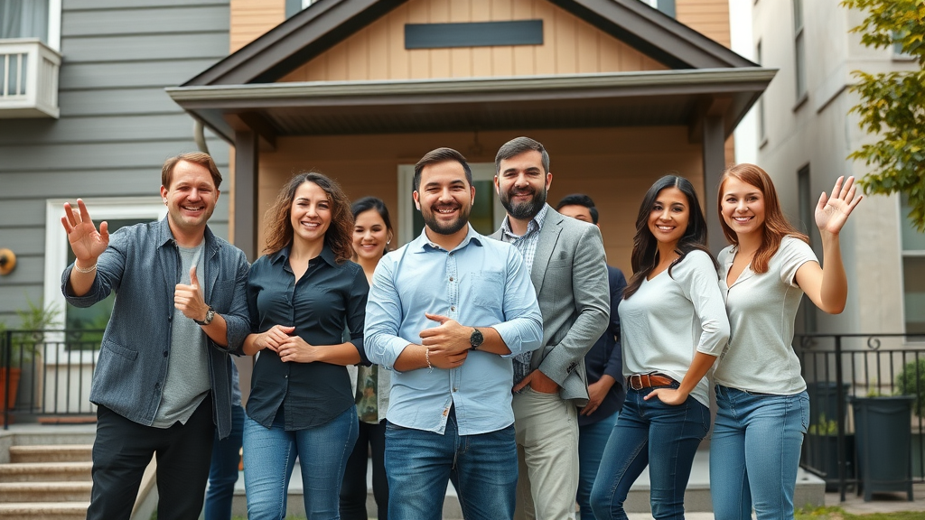 Real estate investment team celebrating successful renovation backed by hard money real estate lenders Real estate investment team celebrating successful renovation backed by hard money real estate lenders