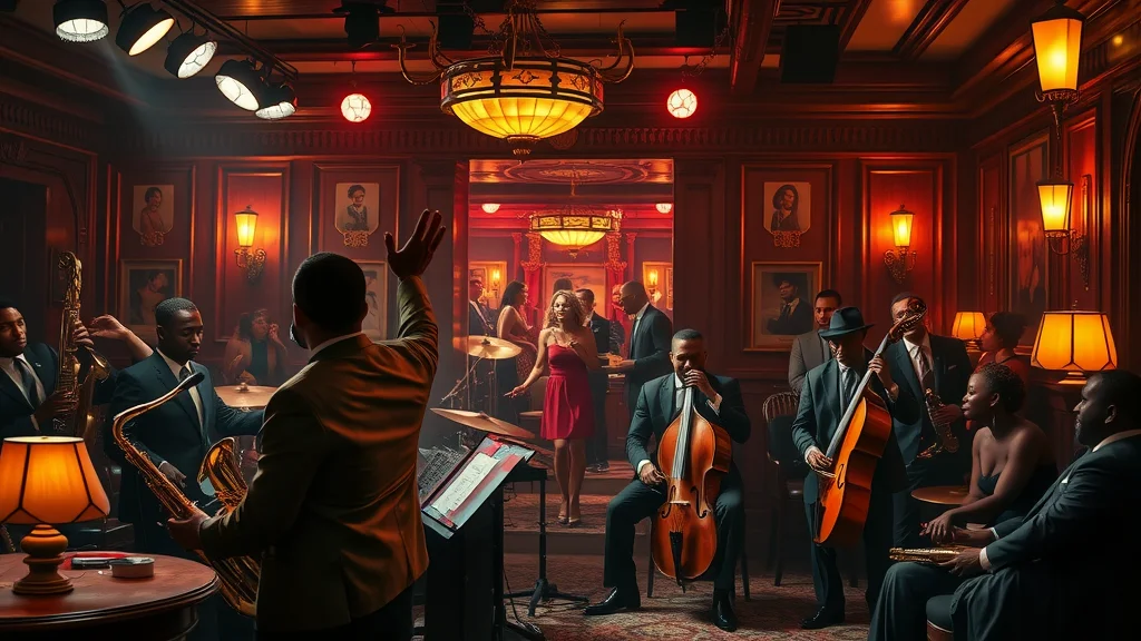 Artistic Harlem jazz club scene, evoking the energy and creativity central to harlem business history and the cultural legacy of the Harlem Renaissance.