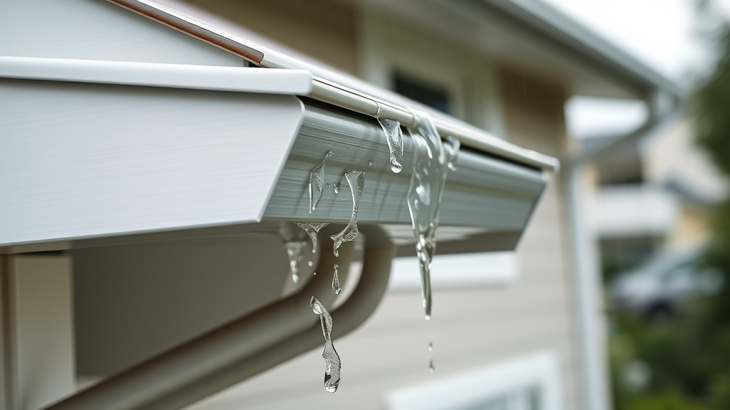seamless gutter installation benefits modern rain gutter close-up