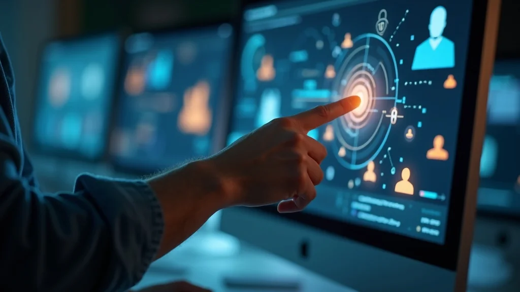 Hands holding target audience icons, digital overlays. Media platform targeting for social media marketing.