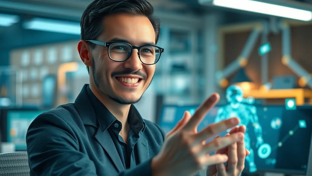 Professional in tech lab examining generative AI hologram, symbolizing agentic AI's transformative power in professional services firms.