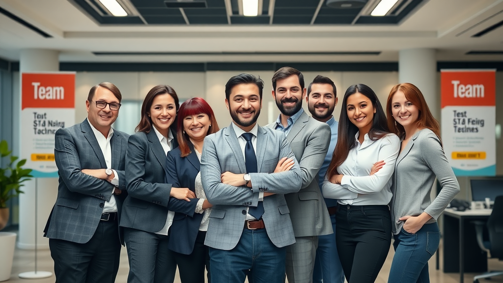 Successful financial team collaborating in a sleek office environment.