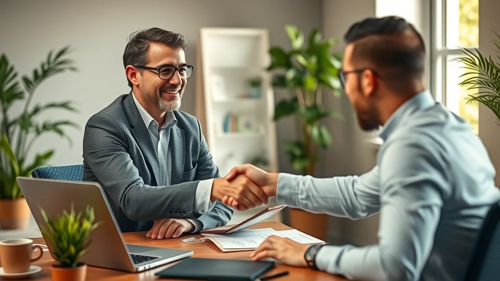 Outsourced CFO consultant shaking hands with small business owner in financial planning session