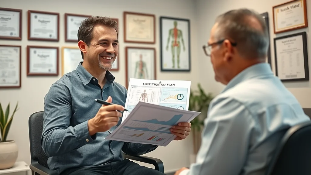 Best Sacramento chiropractor consulting with a patient and reviewing an anatomical chart in a Sacramento CA clinic