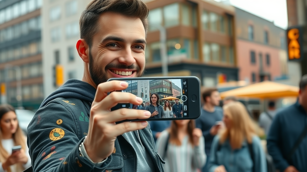 dynamic local influencer stamford ct recording video for social media campaign