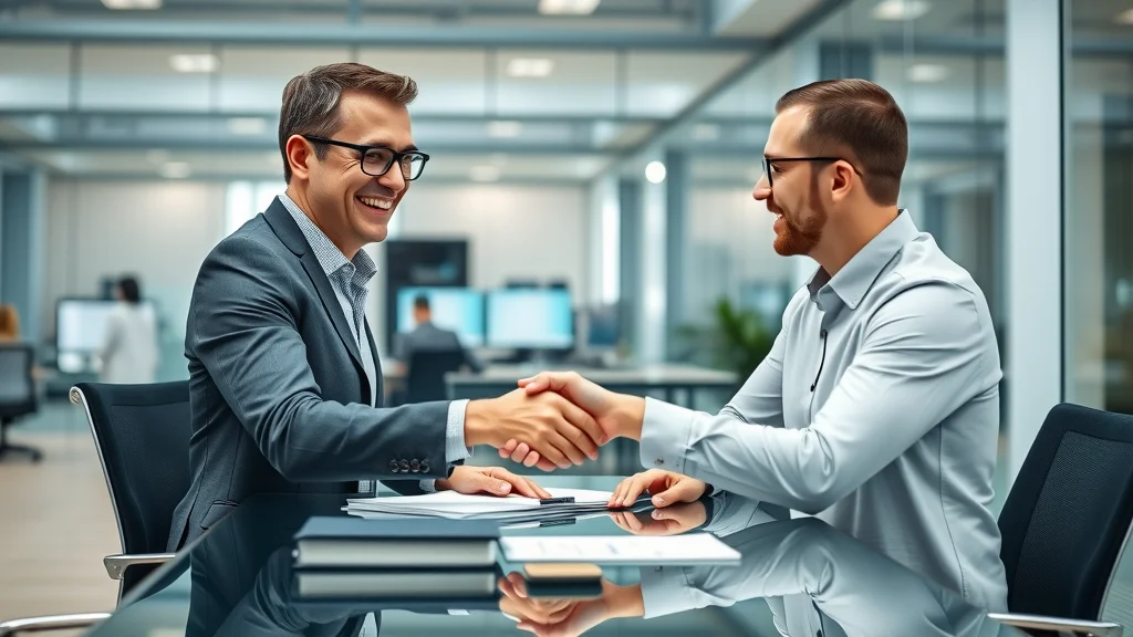 Tax professional helping small business owner avoid payroll tax penalties, both appearing confident and reassured during a meeting