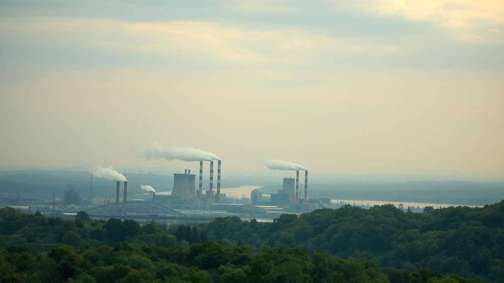 Polished Michigan landscape contrasting pollution with nature