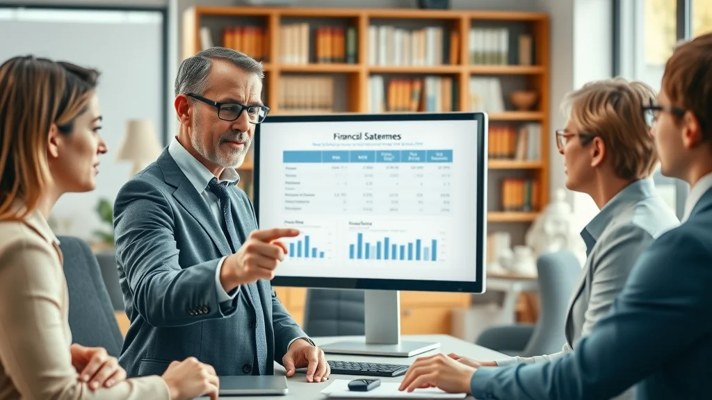 Expert guiding group through consolidated income statement, cash flow, and balance sheet