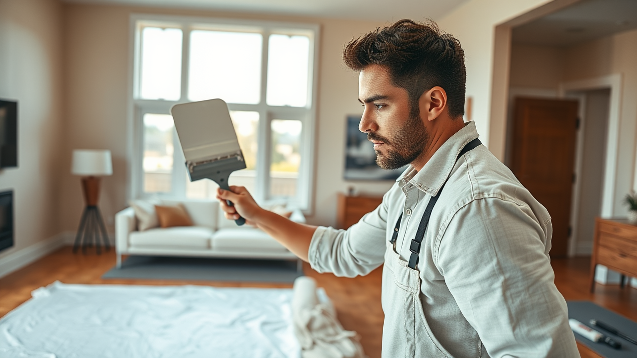 skilled professional painter at work applying paint in a minneapolis home, showcasing interior house painters minneapolis and quality paint results
