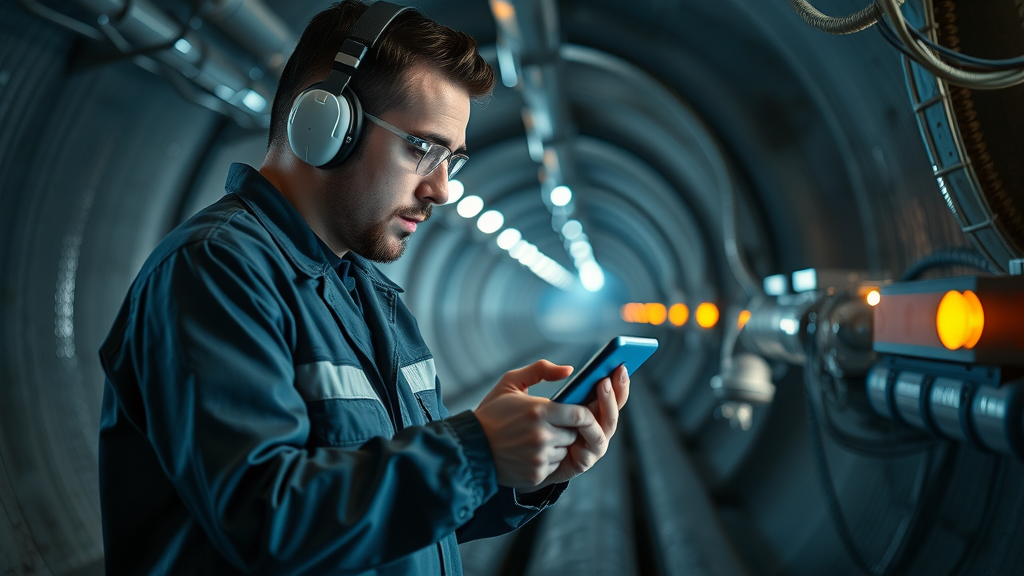 Advanced Plumbing Technician Operating a Robotic Crawler in Pipeline - Video Pipe Inspection