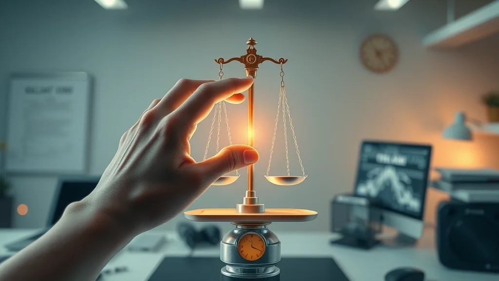 Digital hand touching luminous AI governance balance scale symbolizing responsible frameworks and ethical oversight