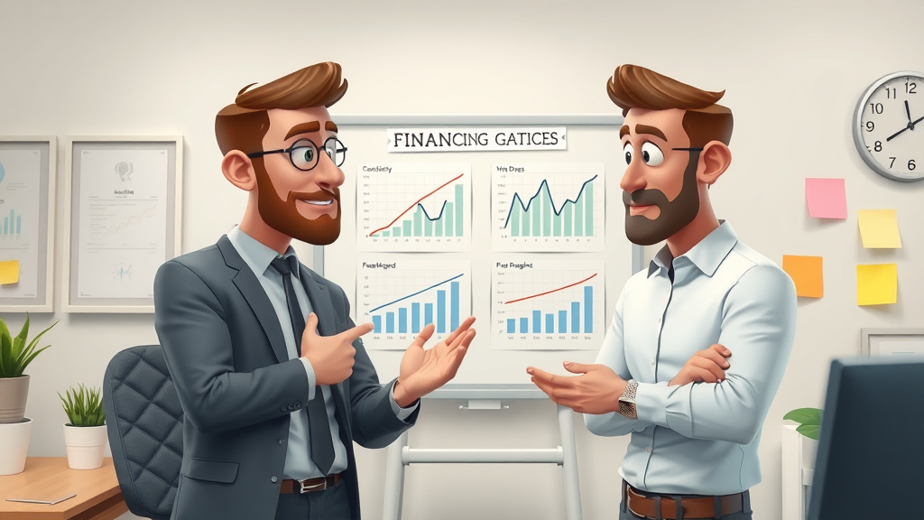business owners choosing between business loan and merchant cash advance with comparative graphs